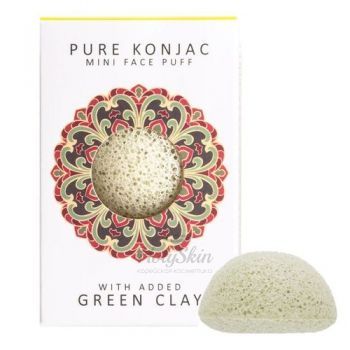 Pure Konjak Mini Face Puff French Green Clay The Konjac Sponge Company купить