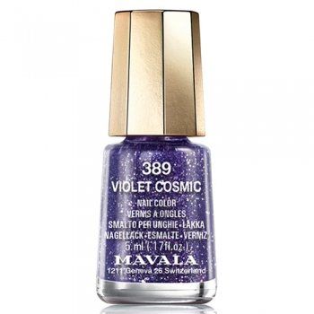 Mavala Nail Color Cream 389 Violet Cosmic Лак для ногтей без вредных компонентов с блёстками