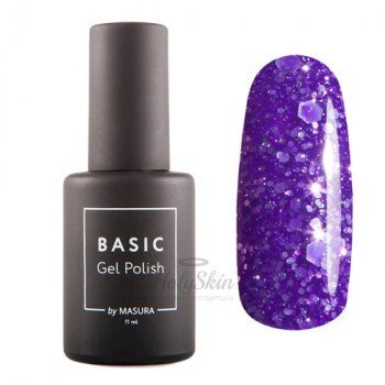 Гель-лак Basic 294-468 Глициния 11 мл Гель-лак пурпурный с хлопьями глиттерный