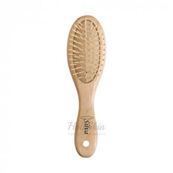 Щетка для волос на подушке деревянная компакт с пластиковыми зубьями Компактная деревянная щетка для волос