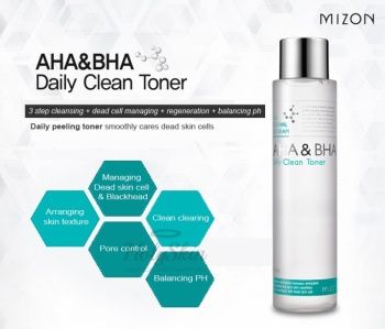 Очищающий тонер для лица с кислотами AHA & BHA Daily Clean Toner Mizon использование