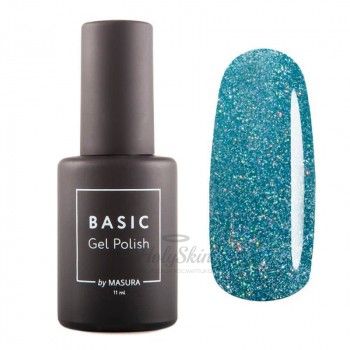 Гель-лак BASIC 294-517 Тиловые Хлопья 11 мл Гель-лак хвойно-зеленый с голографическими блестками плотный