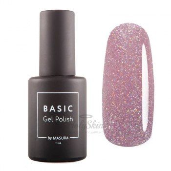 Гель-лак BASIC 294-522 Влюблен 11 мл Гель-лак бледный вишнево-розовый с голографическими блестками