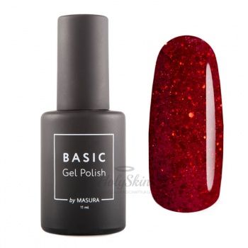 Гель-лак BASIC 294-535 Феерия 11 мл Гель-лак насыщенный красный с алыми разноразмерными хлопьями