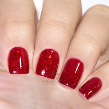 Гель-лак BASIC 294-538 Дождь из Роз 11 мл Гель-лак насыщенный красный с малиновыми и алыми разноразмерными хлопьями