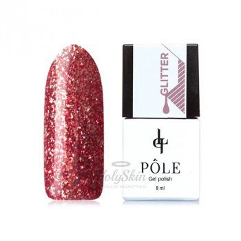 Гель-лак Glitter 10  Бургундский Гель-лак темный коричнево-красный с серебристой фольгой плотный