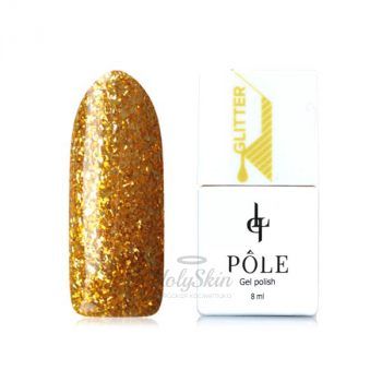 Гель-лак Glitter 27  Золотая Луна Гель-лак насыщенный желтый с золотистой фольгой плотный