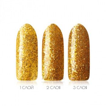 Гель-лак Glitter 27  Золотая Луна Гель-лак насыщенный желтый с золотистой фольгой плотный