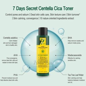 7Days Secret Centella Cica Toner Обновляющий тонер для проблемной кожи с центеллой