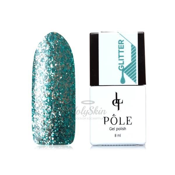 

Гель-лак насыщенный голубой с серебряной фольгой плотный POLE, Гель-лак Glitter 38 Голубой Дождь