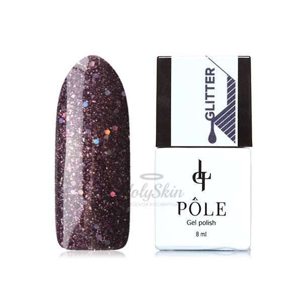 

Гель-лак глубокий фиолетовый с блестками плотный POLE, Гель-лак Glitter 44 Блестящая Слива