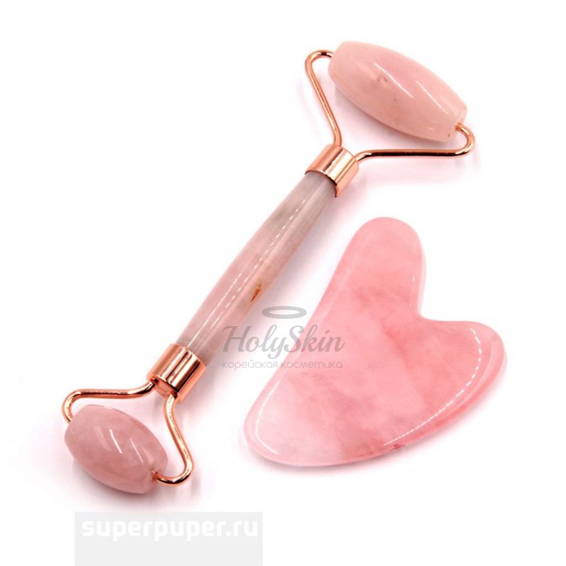 Скребок Гуаша и двойной роллер с силиконовыми прокладками MARBELLA